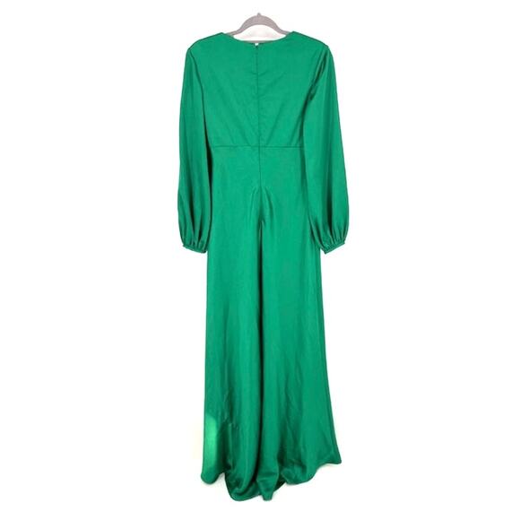 Ieena for Mac Duggal Green Charmeuse Empire Waist Blouson Sleeve Gown – Size 6 - Picture 5 of 10